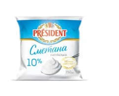 Сметана TM PRESIDENT 10% (уп. 10 шт) (Пакет 0,350 кг)